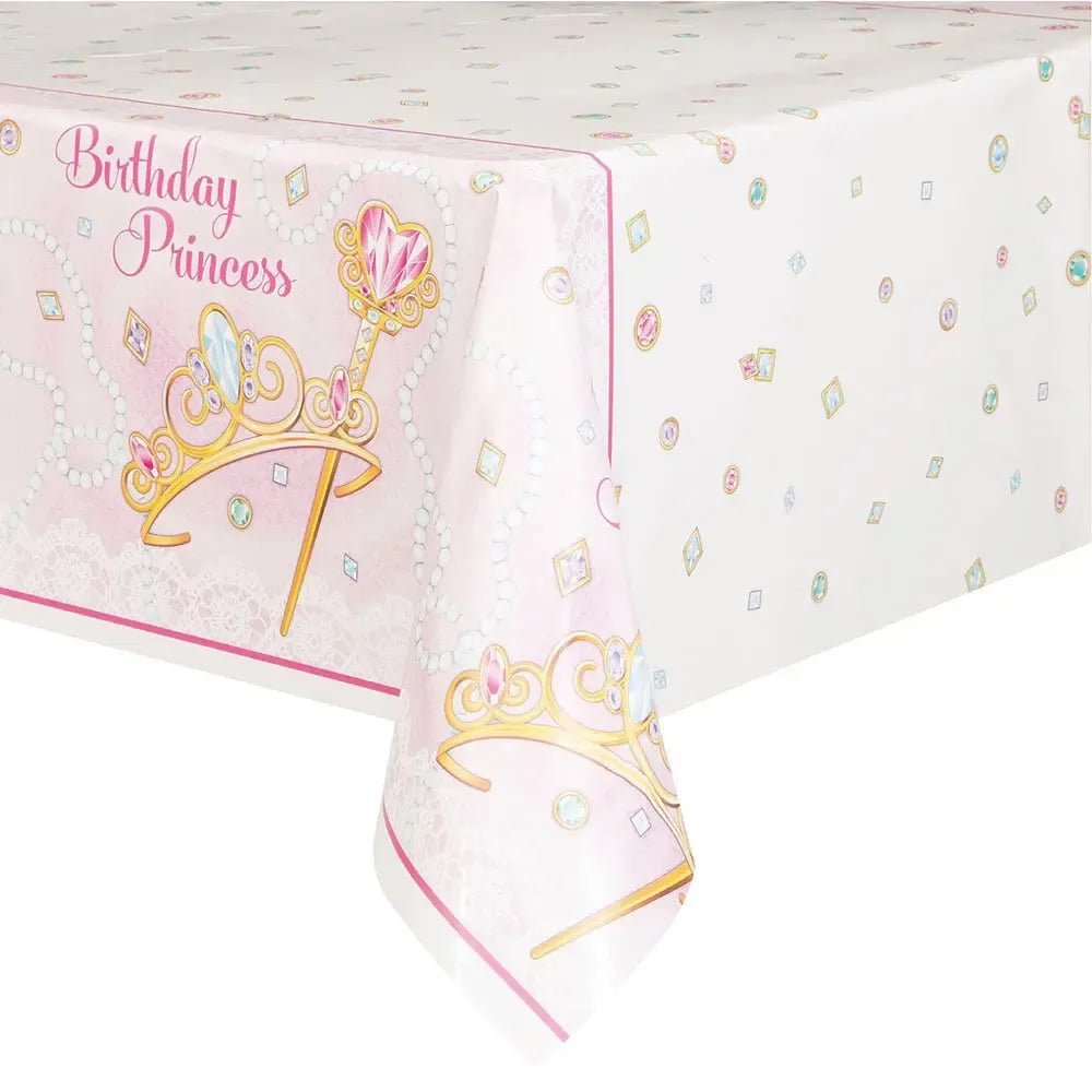 Pink Princess Plastic Table Cover Tablecloth 137cm x 213cm (54" x 84") - Party Owls