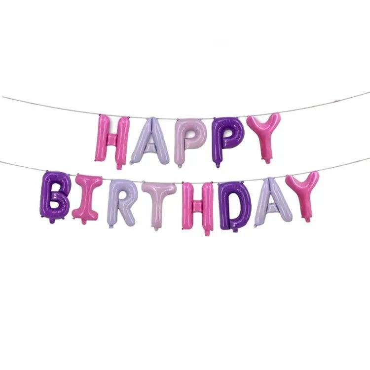 Pink Purple "Happy Birthday" Foil Letter Balloons Banner Kit 40cm (16") Pastel - Party Owls