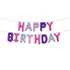 Pink Purple "Happy Birthday" Foil Letter Balloons Banner Kit 40cm (16") Pastel - Party Owls