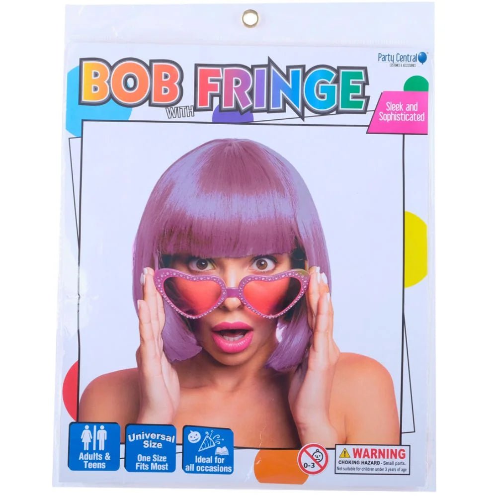Pink Short Bob Wig With Fringe - Party Owls