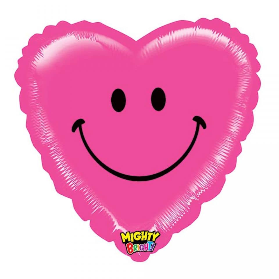 Pink Smiley Heart Foil Balloon 53cm (21") - Party Owls