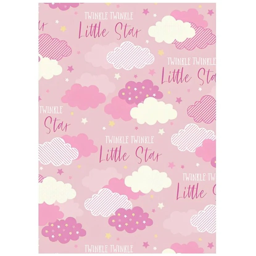 Pink Twinkle Twinkle Little Star Gift Wrap 1 Sheet Folded - Party Owls