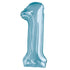 Powder Blue Number 1 Giant Numeral Foil Balloon 86CM (34") - Party Owls
