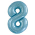 Powder Blue Number 8 Giant Numeral Foil Balloon 86CM (34") - Party Owls