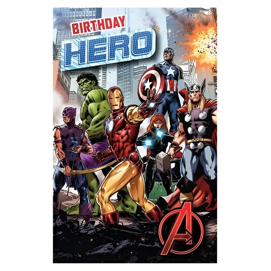 Premium Avengers Birthday Card 12.5cm x 20cm With Blue Envelope - Party Owls