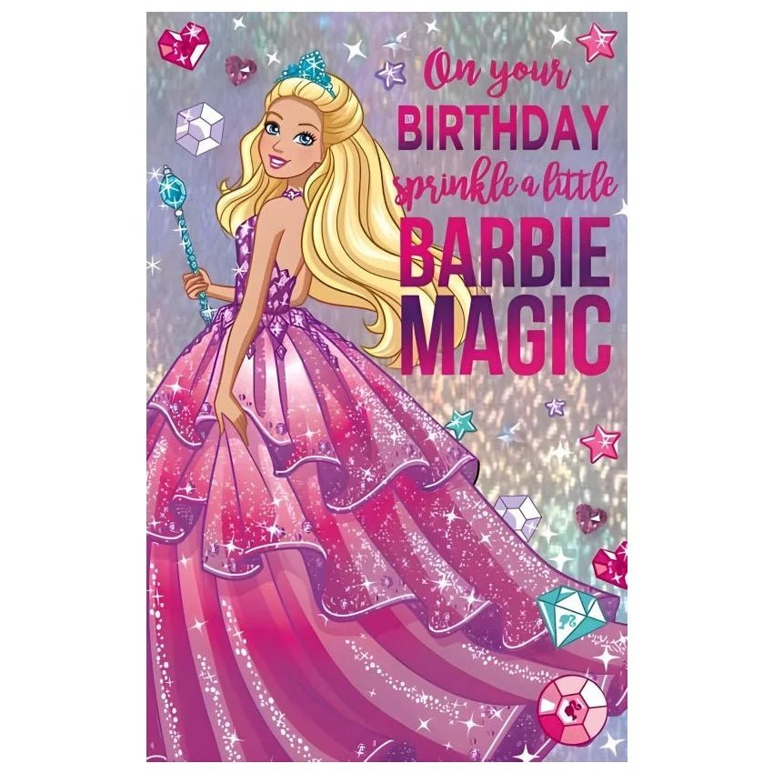 Premium Barbie Birthday Card 12.5cm x 20cm With Purple Envelope - Party Owls