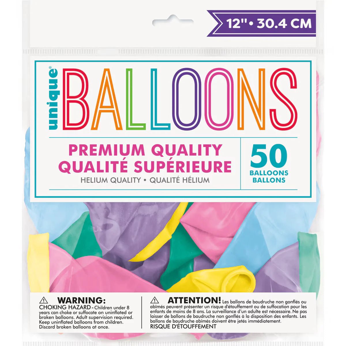 Premium Pastel Latex Balloons 30cm (12") 50pcs Assorted Bulk Pack - Party Owls