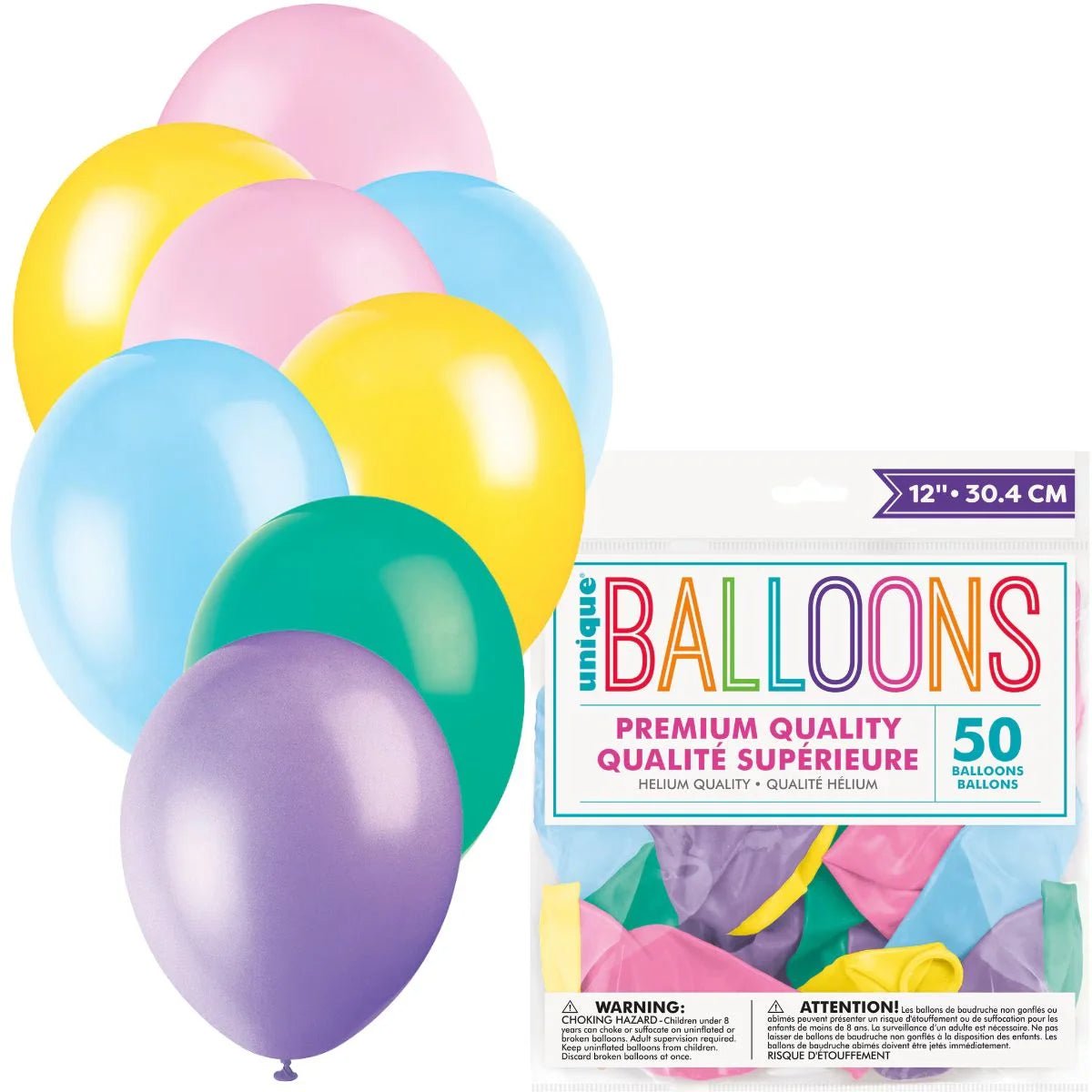 Premium Pastel Latex Balloons 30cm (12") 50pcs Assorted Bulk Pack - Party Owls