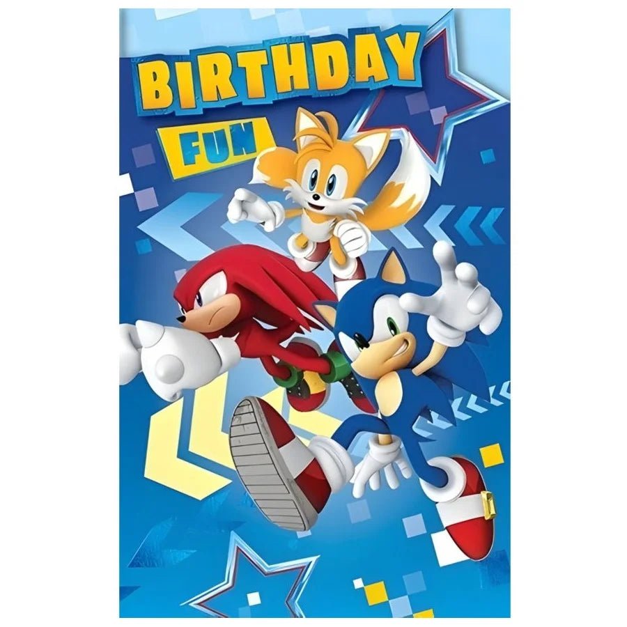 Premium Sonic The Hedgehog Birthday Card 12.5cm x 20cm With Blue Envelope - Party Owls