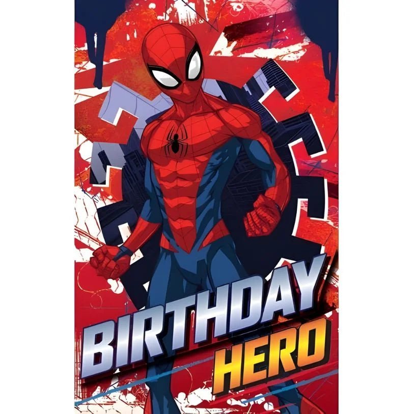 Premium Spider - Man Birthday Card 12.5cm x 20cm With Yellow Envelope - Party Owls