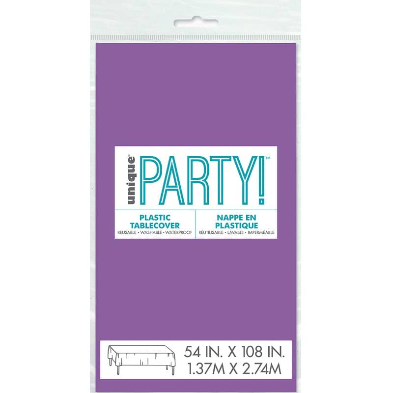 Pretty Purple Rectangle Solid Colour Plastic Table Cover 137cm x 274cm - Party Owls