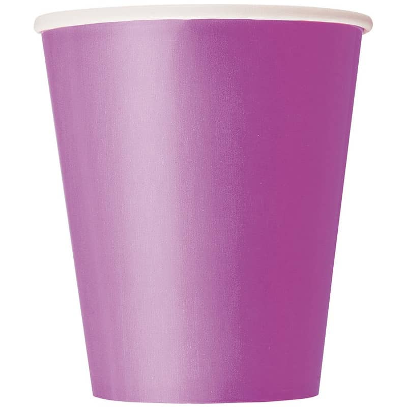 Pretty Purple Solid Colour Paper Cups 8pk - Party Owls