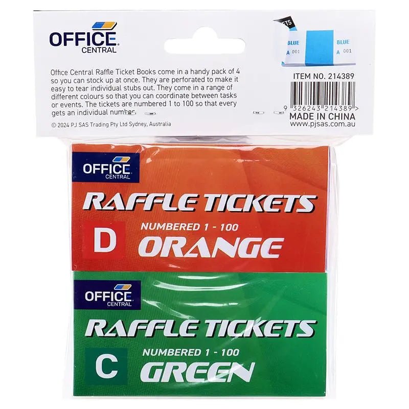 Raffle Tickets 400pcs (4 Coloured Booklets) - Party Owls