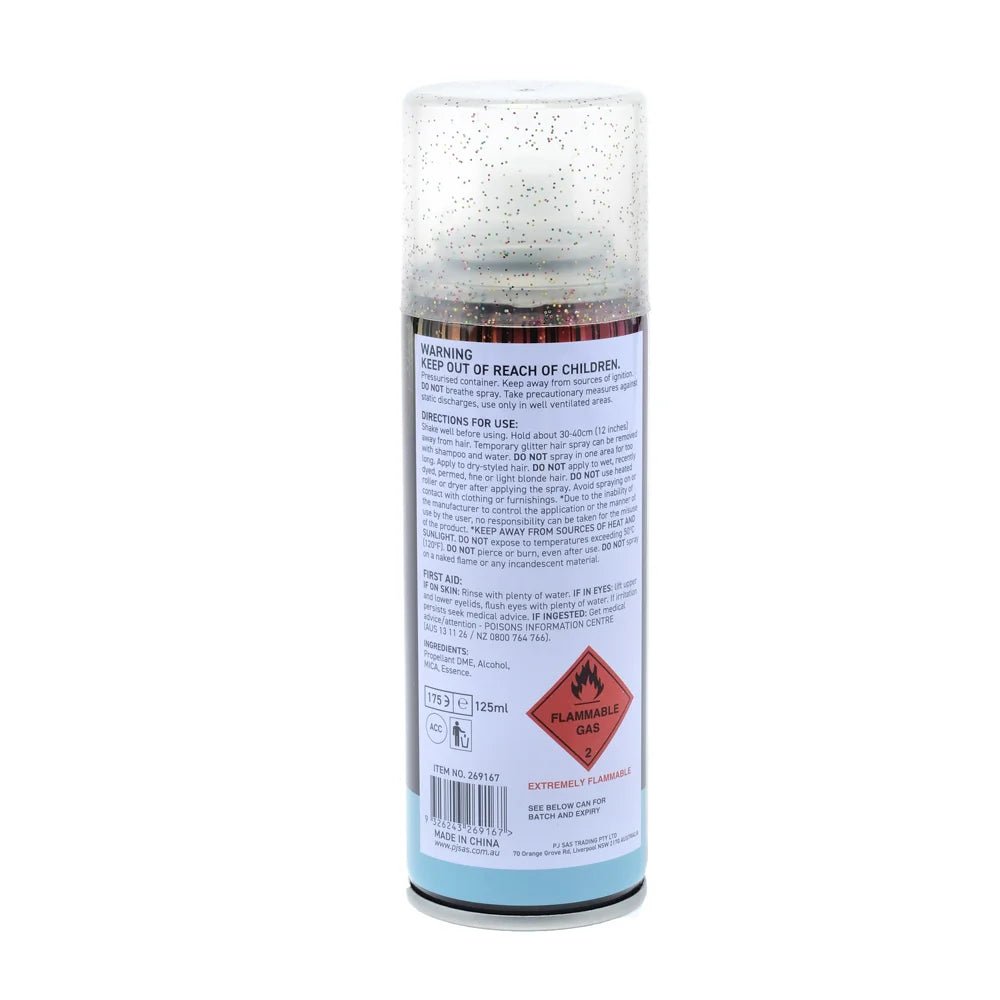 Rainbow Glitter Colour Hair Spray 125ml Temporary Coloured Hairspray - Party Owls