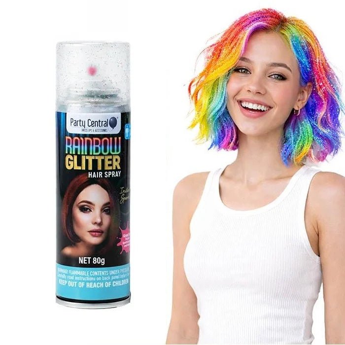 Rainbow Glitter Colour Hair Spray 125ml Temporary Coloured Hairspray - Party Owls