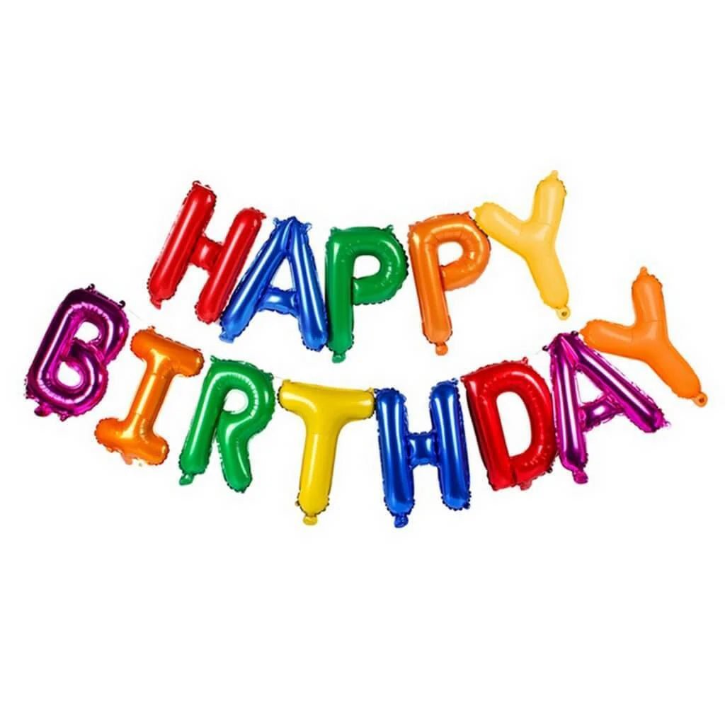 Rainbow "Happy Birthday" Foil Letter Balloons Banner Kit 40cm (16") - Party Owls