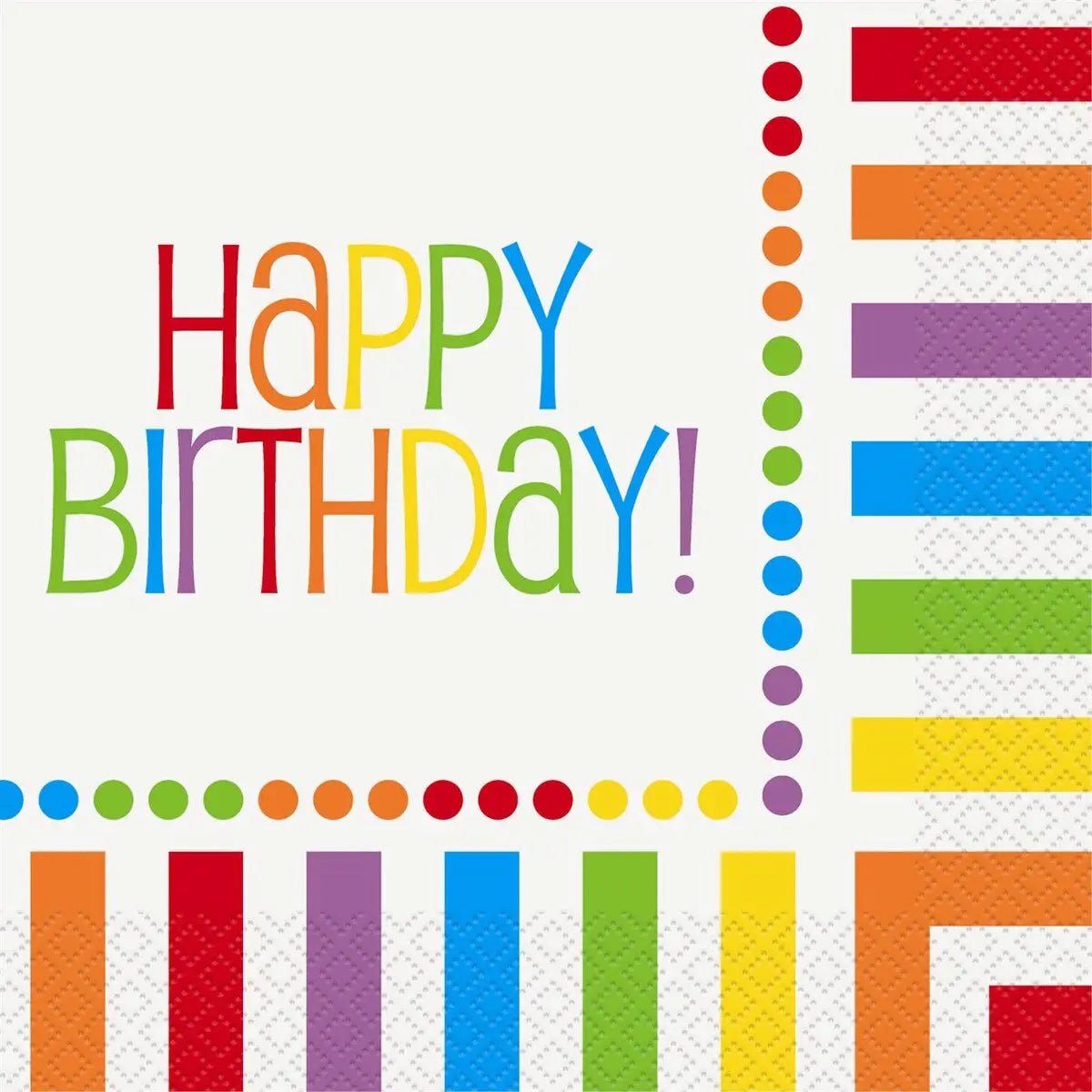 Rainbow Happy Birthday Lunch Napkins 16pk Serviettes - Party Owls