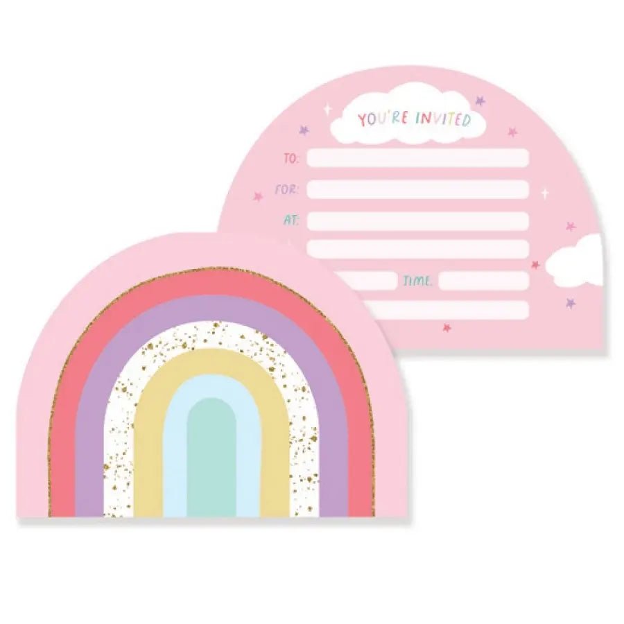Rainbow Party Invitations 8pk Birthday Invites - Party Owls