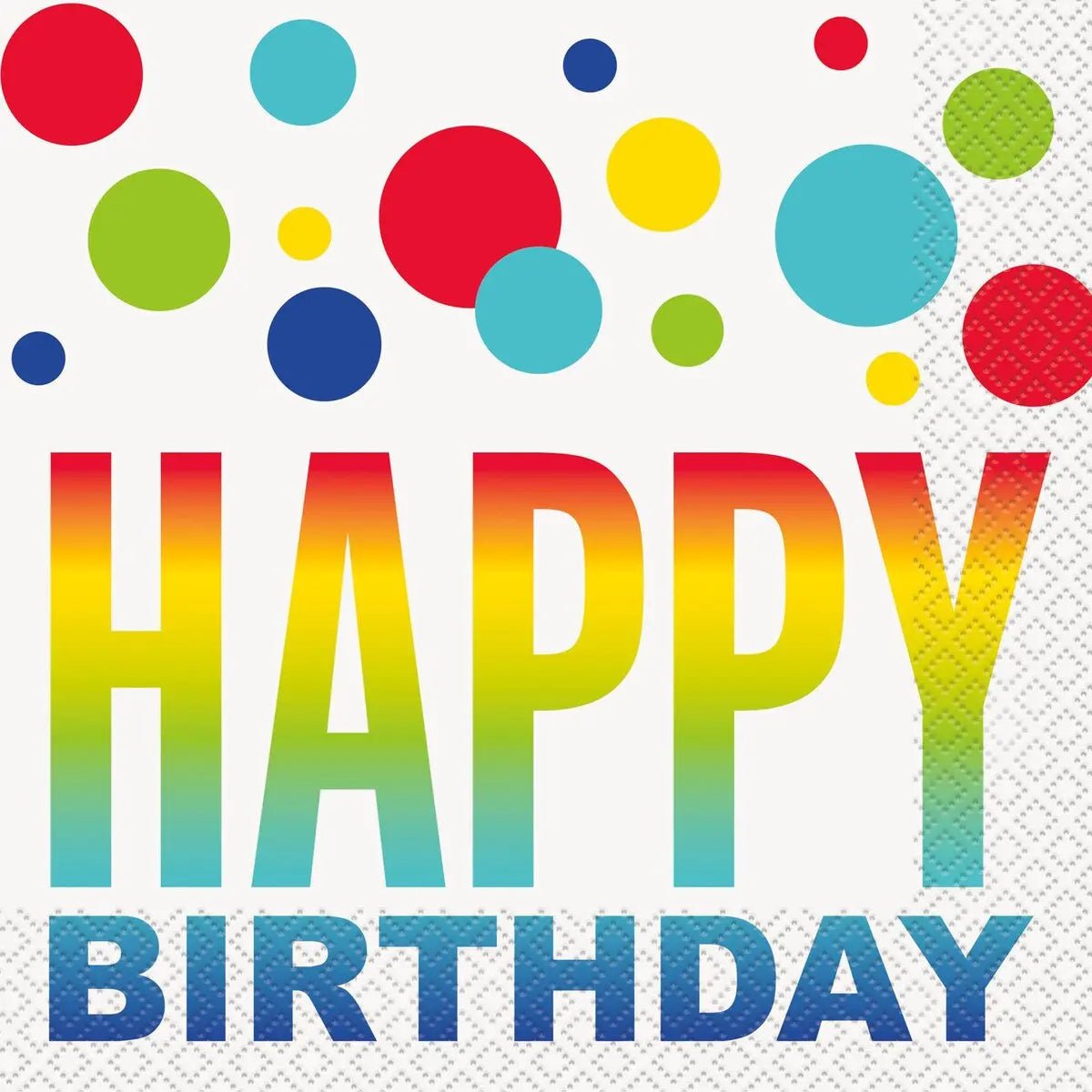 Rainbow Spots Happy Birthday Lunch Napkins 16pk Serviettes - Party Owls
