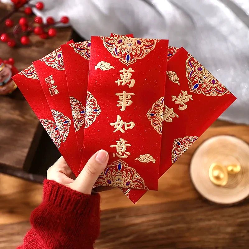 Red Money Envelopes 6pcs (4 Options) 9cm x 17cm - Party Owls