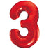 Red Number 3 Giant Numeral Foil Balloon 86cm (34") - Party Owls