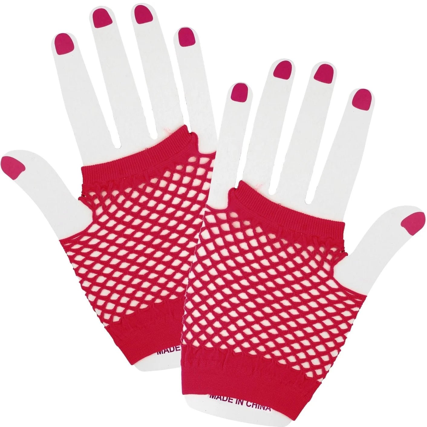 Red Short Fingerless Fishnet Gloves - Party Owls