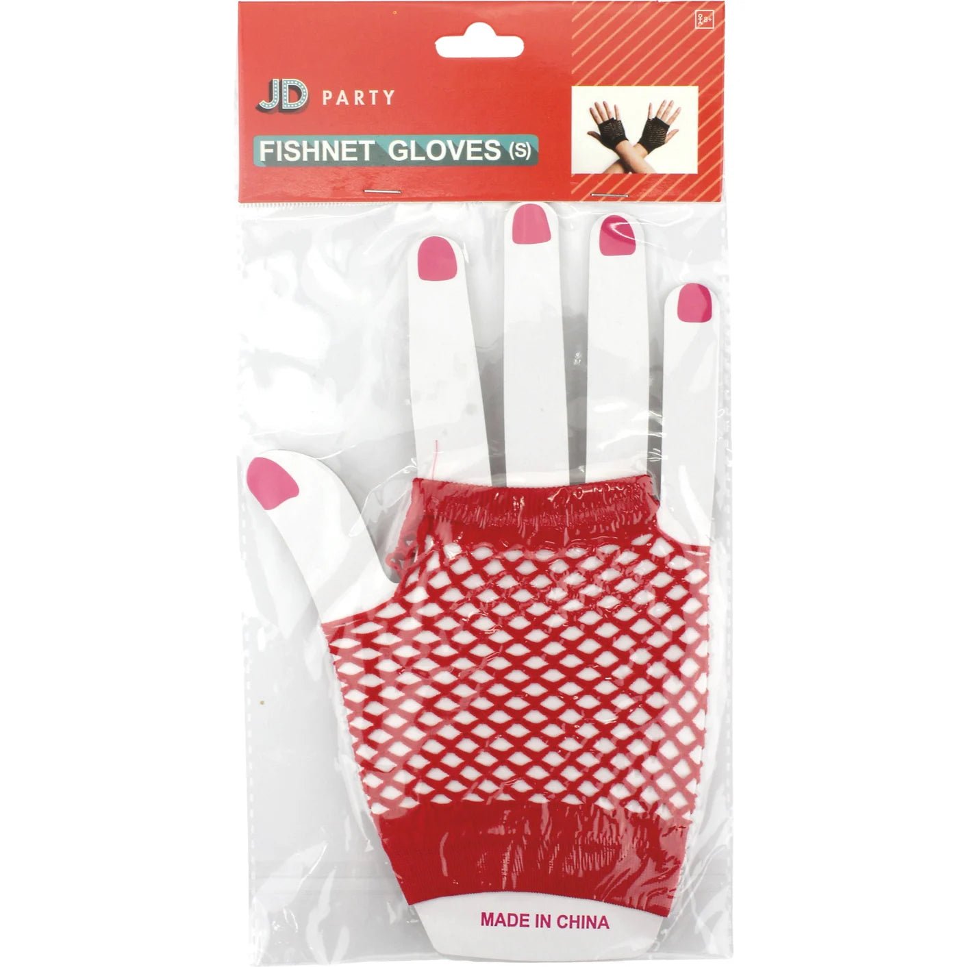 Red Short Fingerless Fishnet Gloves - Party Owls