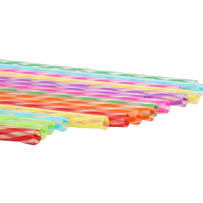 Reusable Plastic Drinking Straws 25cm 24pcs With Cleaning Brush - Party Owls