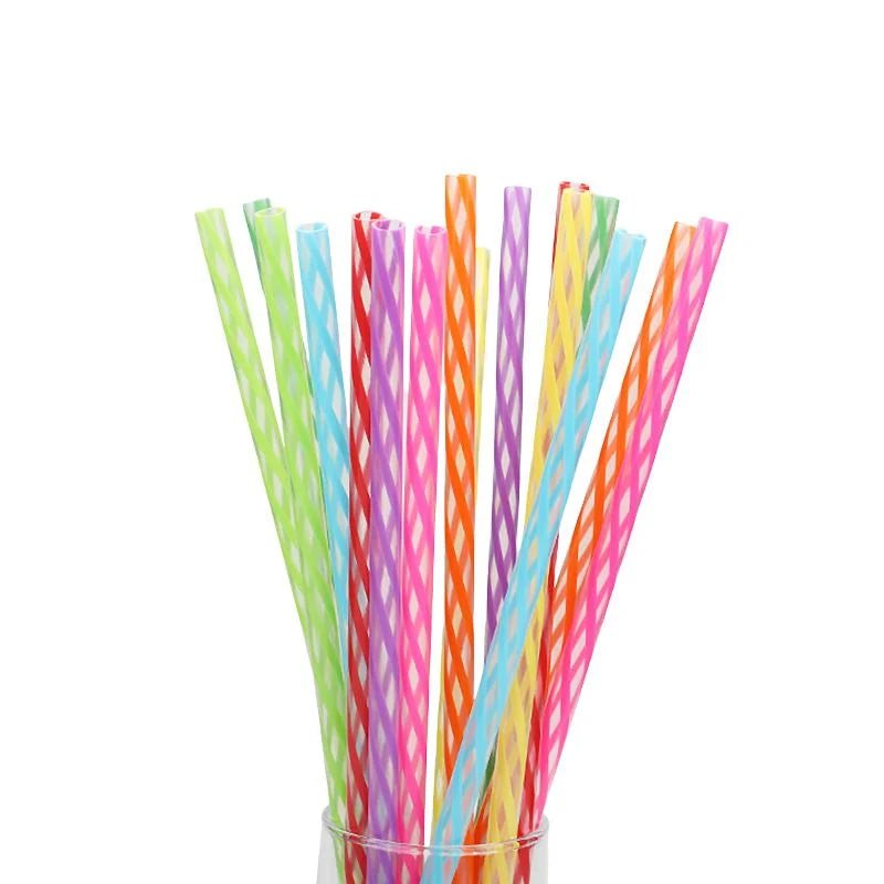 Reusable Plastic Drinking Straws 25cm 24pcs With Cleaning Brush - Party Owls