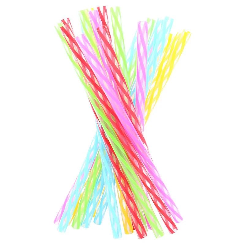 Reusable Retro Stripe Plastic Drinking Straws 20cm 20pcs - Party Owls