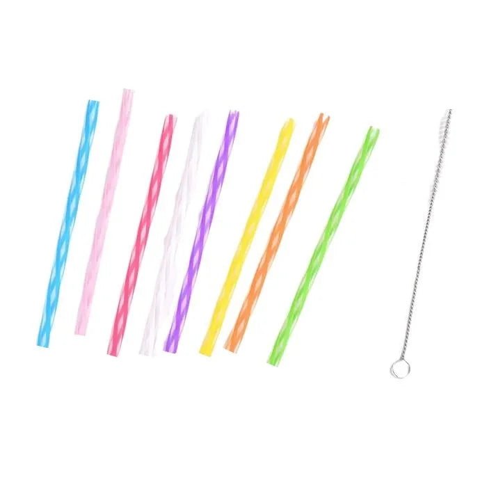 Reusable Short Plastic Drinking Straws 14cm 24pcs With Cleaning Brush - Party Owls