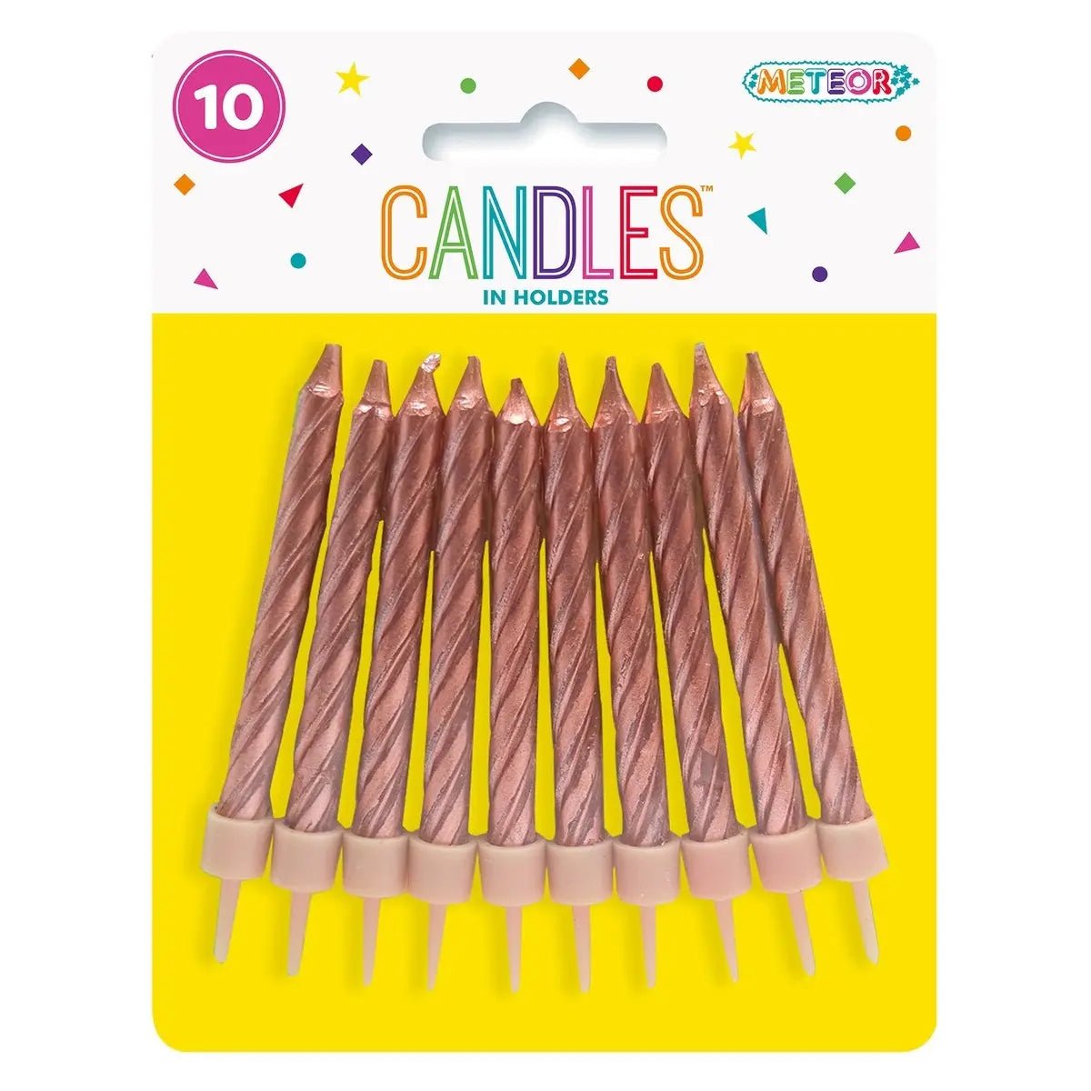 Rose Gold Metallic Spiral Birthday Candles 10pk - Party Owls