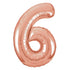 Rose Gold Number 6 Giant Numeral Foil Balloon 86CM (34") - Party Owls