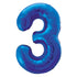 Royal Blue Number 3 Giant Numeral Foil Balloon 86CM (34") - Party Owls