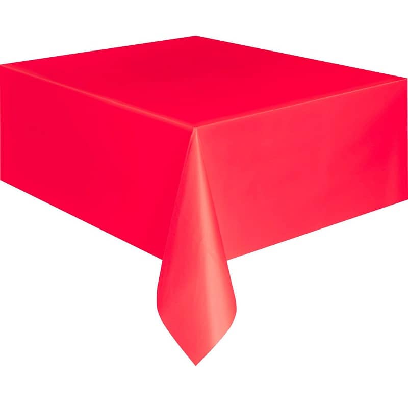 Ruby Red Rectangle Solid Colour Plastic Table Cover 137cm x 274cm ...