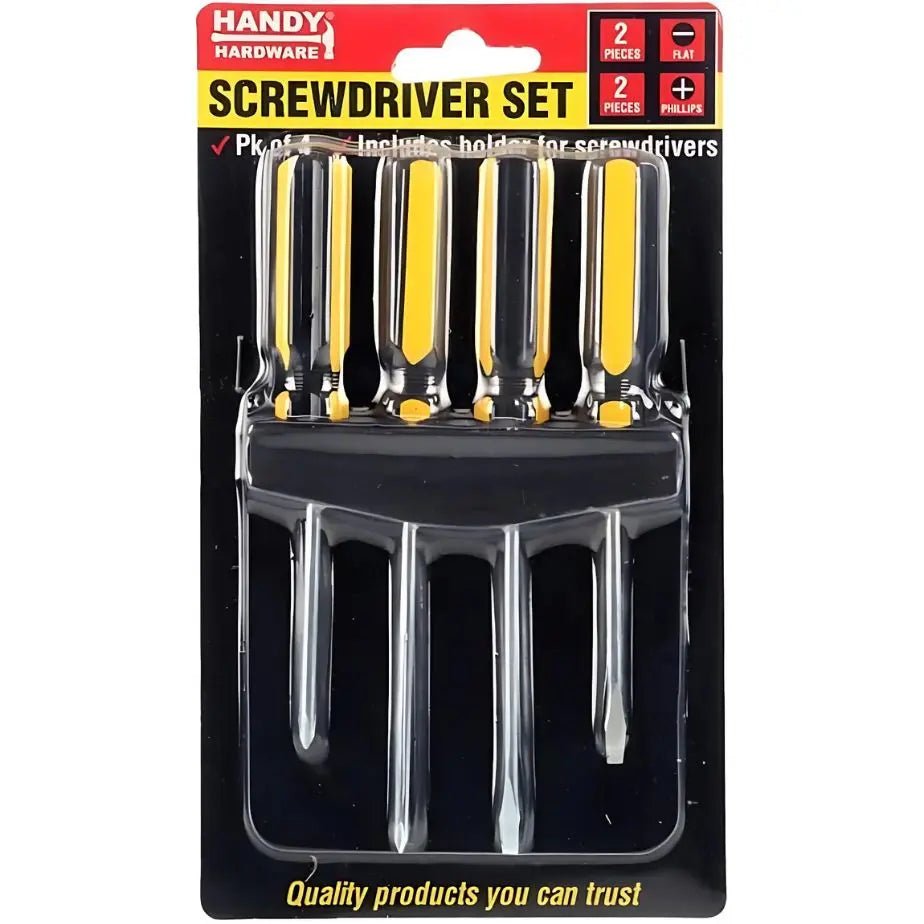 Screwdrivers Set 4pk With Holder Mount Phillips & Flat Head - Party Owls