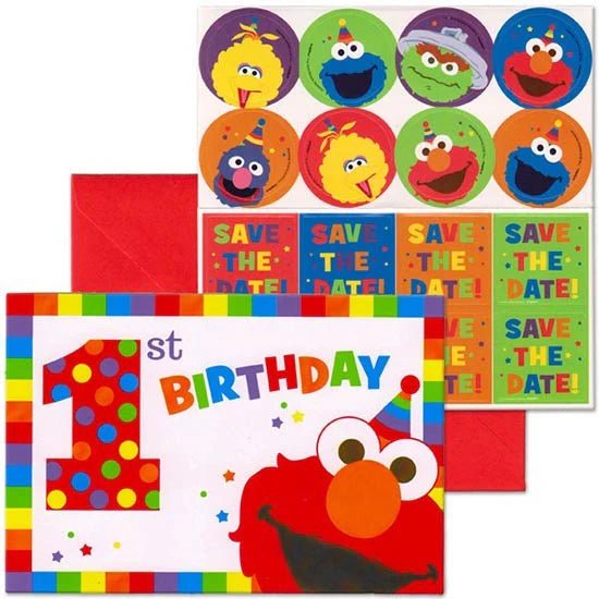 Sesame Street 1st Birthday Party Invitations 8pk - Party Owls