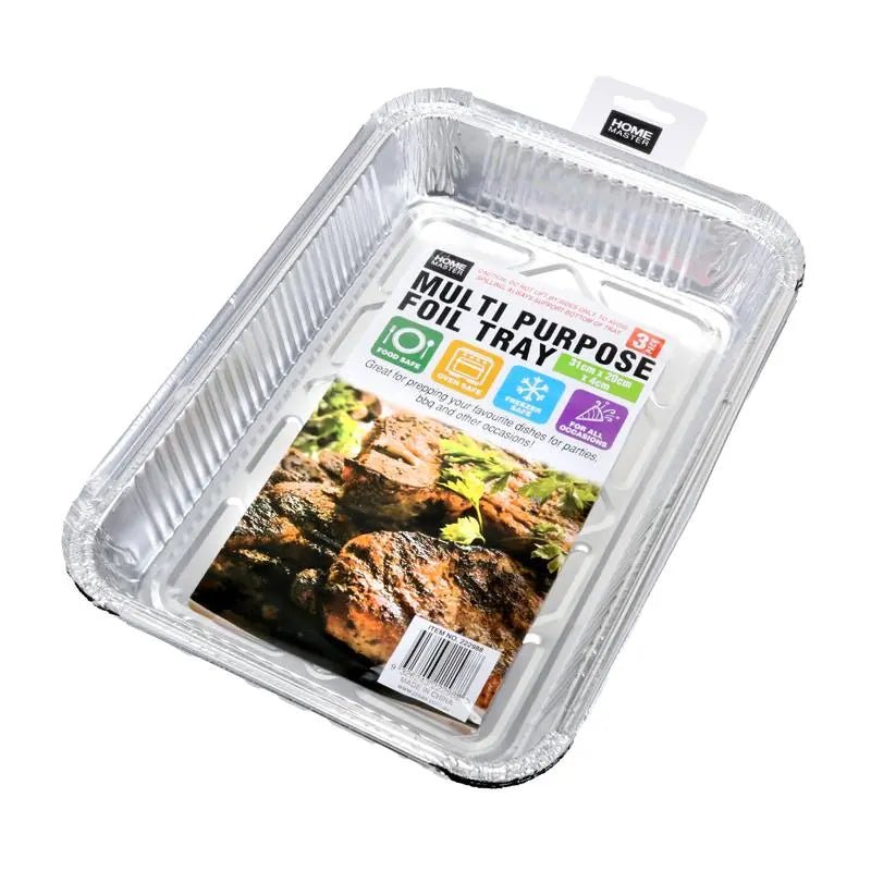 Silver Aluminium Rectangle Foil Trays 31cm x 21cm 3pk - Party Owls