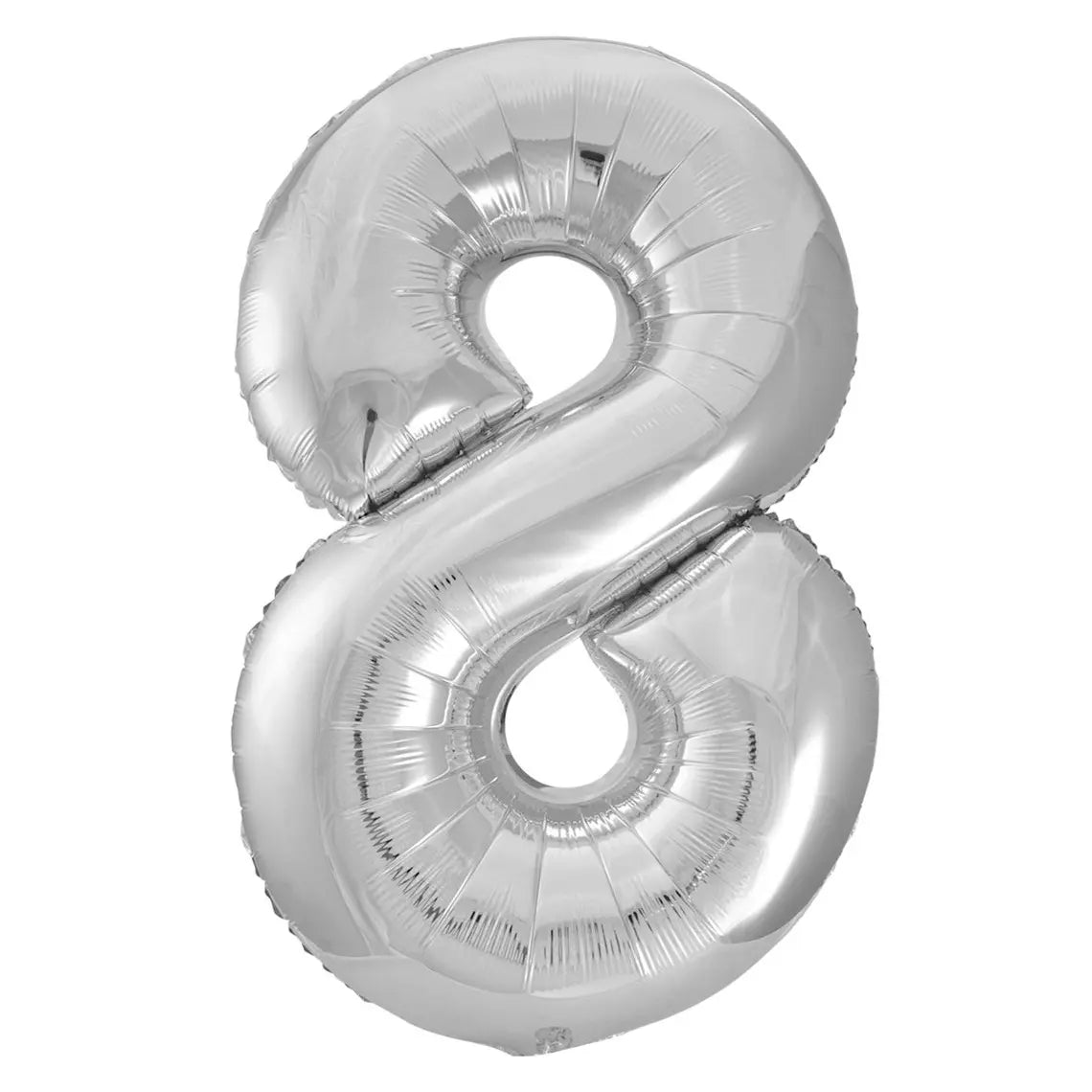 Silver Number 8 Giant Numeral Foil Balloon 86CM (34") - Party Owls