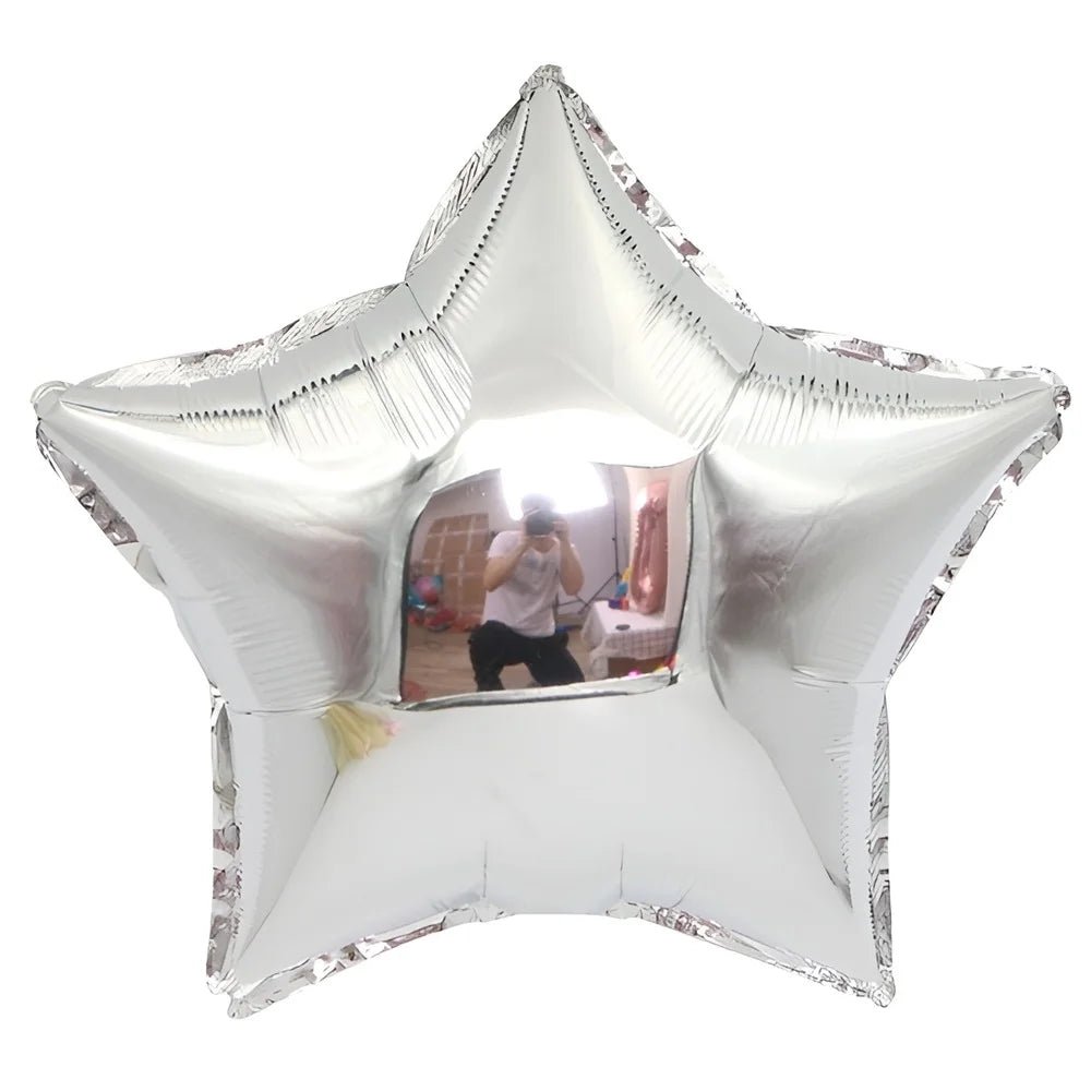 Silver Star Shape Foil Balloon 45cm (18") - Party Owls