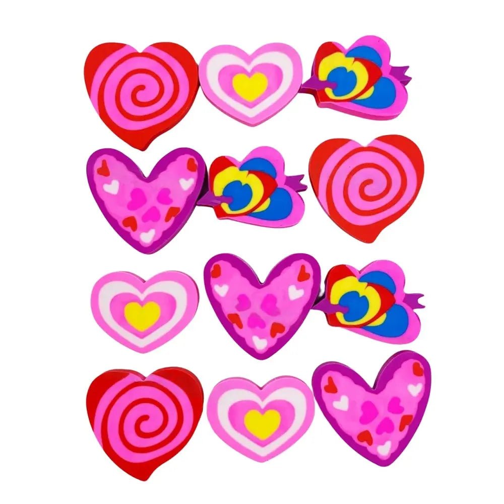 Small Heart Shape Erasers 12pk - Party Owls