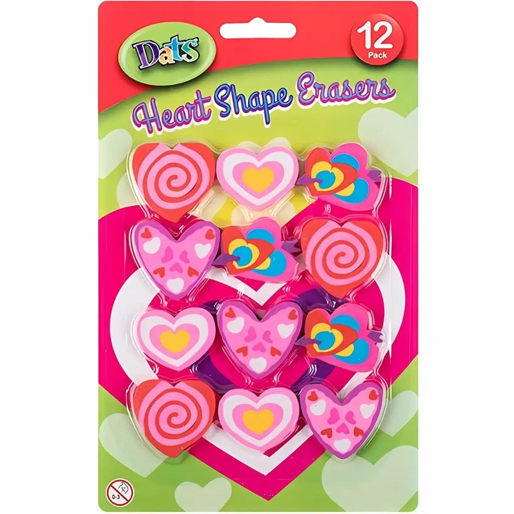 Small Heart Shape Erasers 12pk - Party Owls