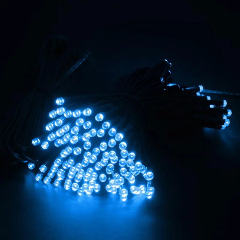 Solar 100 Blue LED Fairy Lights 7.5M Total Length - Party Owls