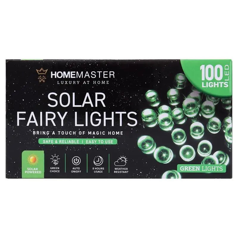 Solar 100 Green LED Fairy Lights 7.5M Total Length - Party Owls