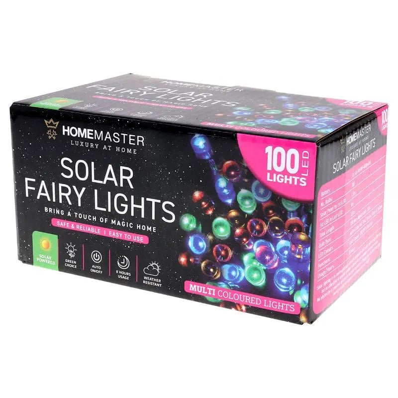 Solar 100 Multicolour LED Fairy Lights 7.5M Total Length - Party Owls