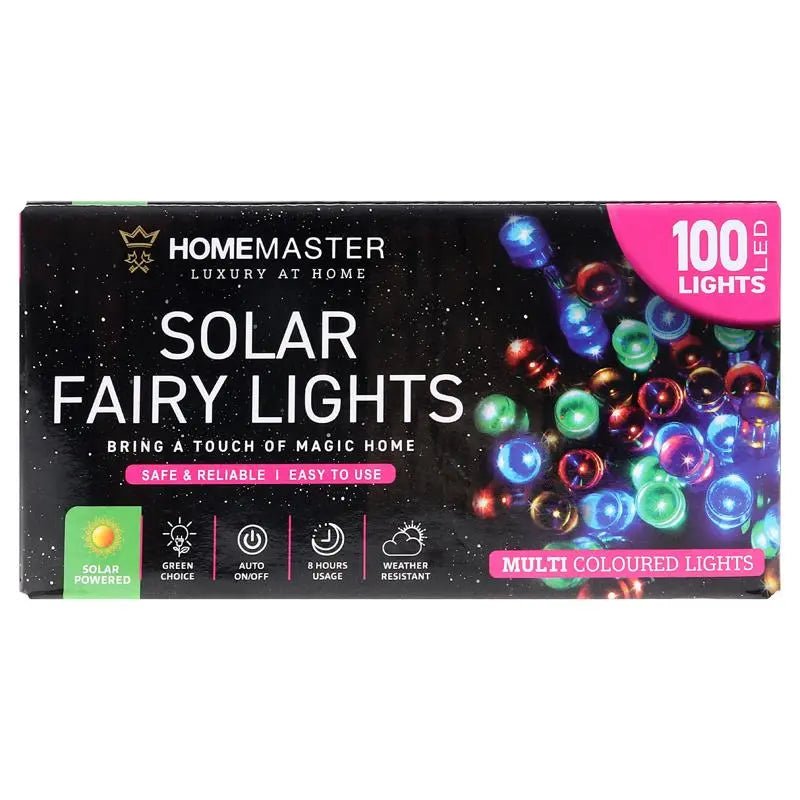 Solar 100 Multicolour LED Fairy Lights 7.5M Total Length - Party Owls