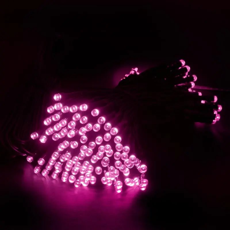 Solar 100 Pink LED Fairy Lights 7.5M Total Length - Party Owls