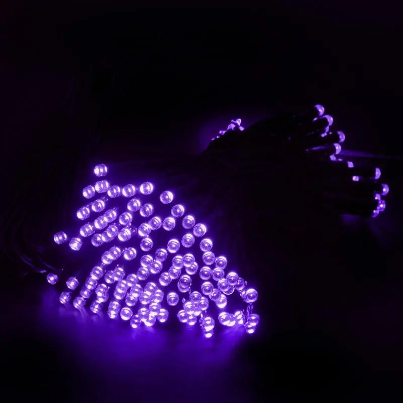Solar 100 Purple LED Fairy Lights 7.5M Total Length - Party Owls