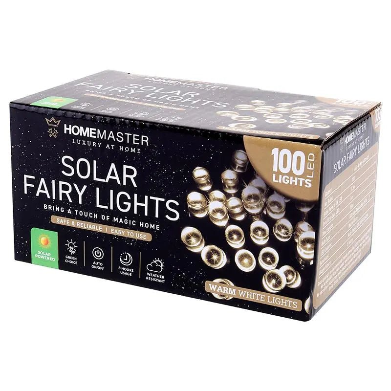 Solar 100 Warm White LED Fairy Lights 7.5M Total Length - Party Owls
