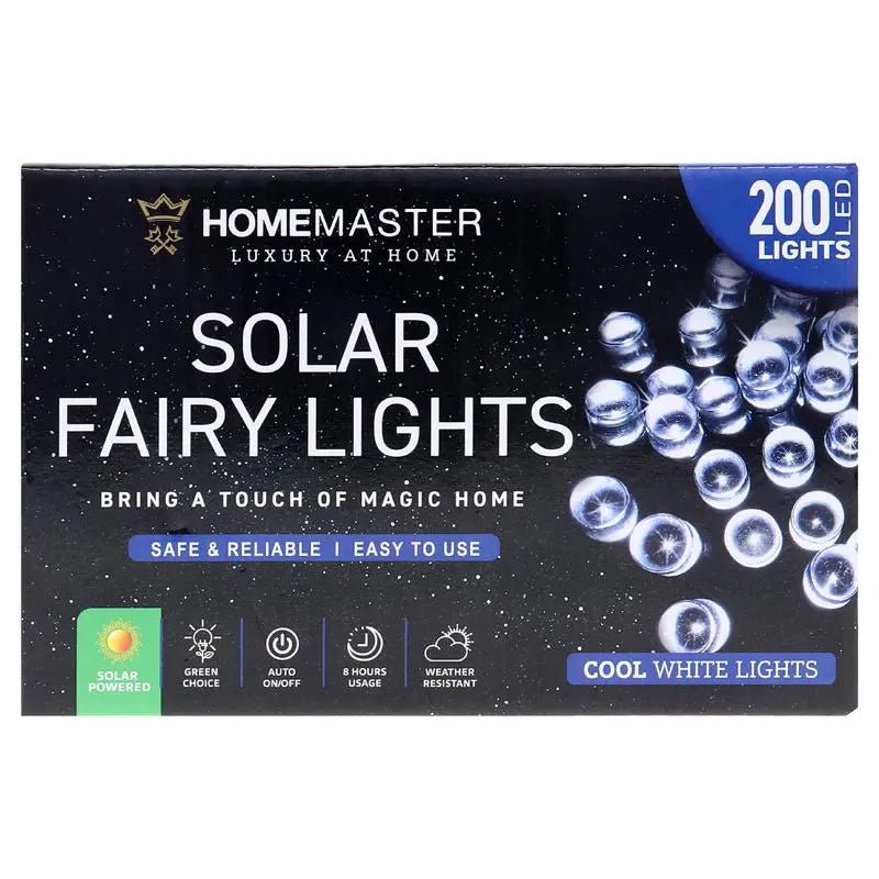Solar 200 Cool White LED Fairy Lights 13.5M Total Length - Party Owls